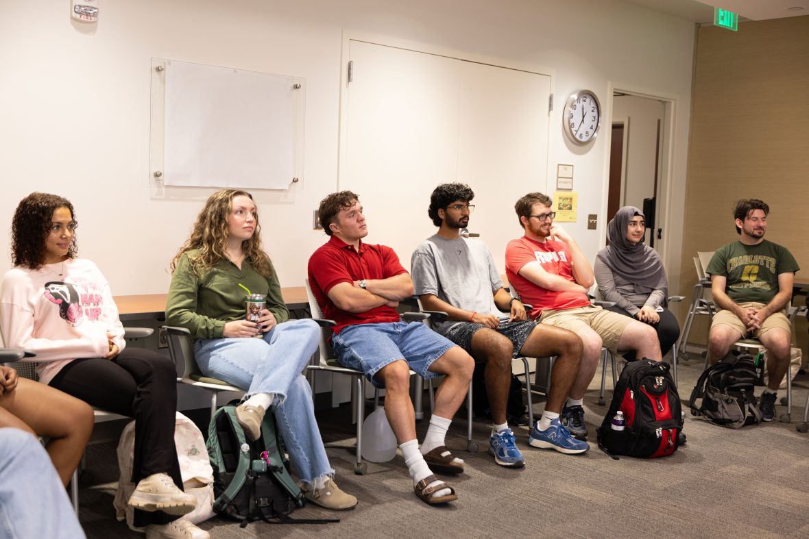 Students sitting in a classroom